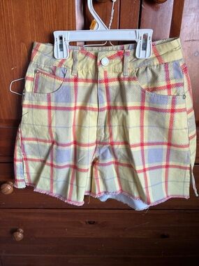 We Wore What Plaid Yellow High-Rise Women's Shorts size 24 NWOT